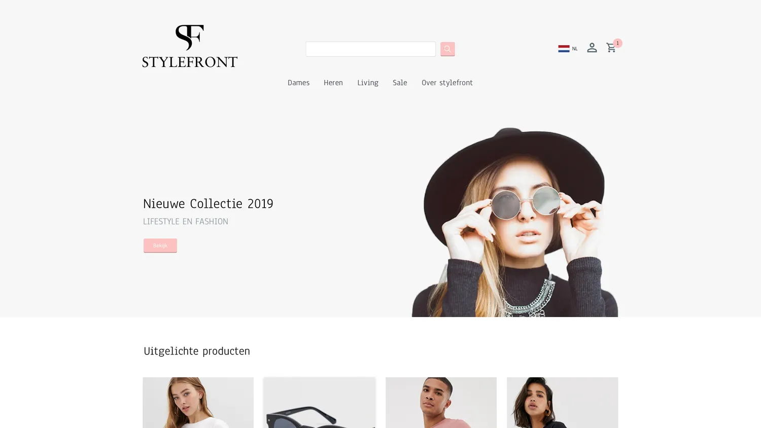 De gekozen homepage voor de nieuwe sjablonen