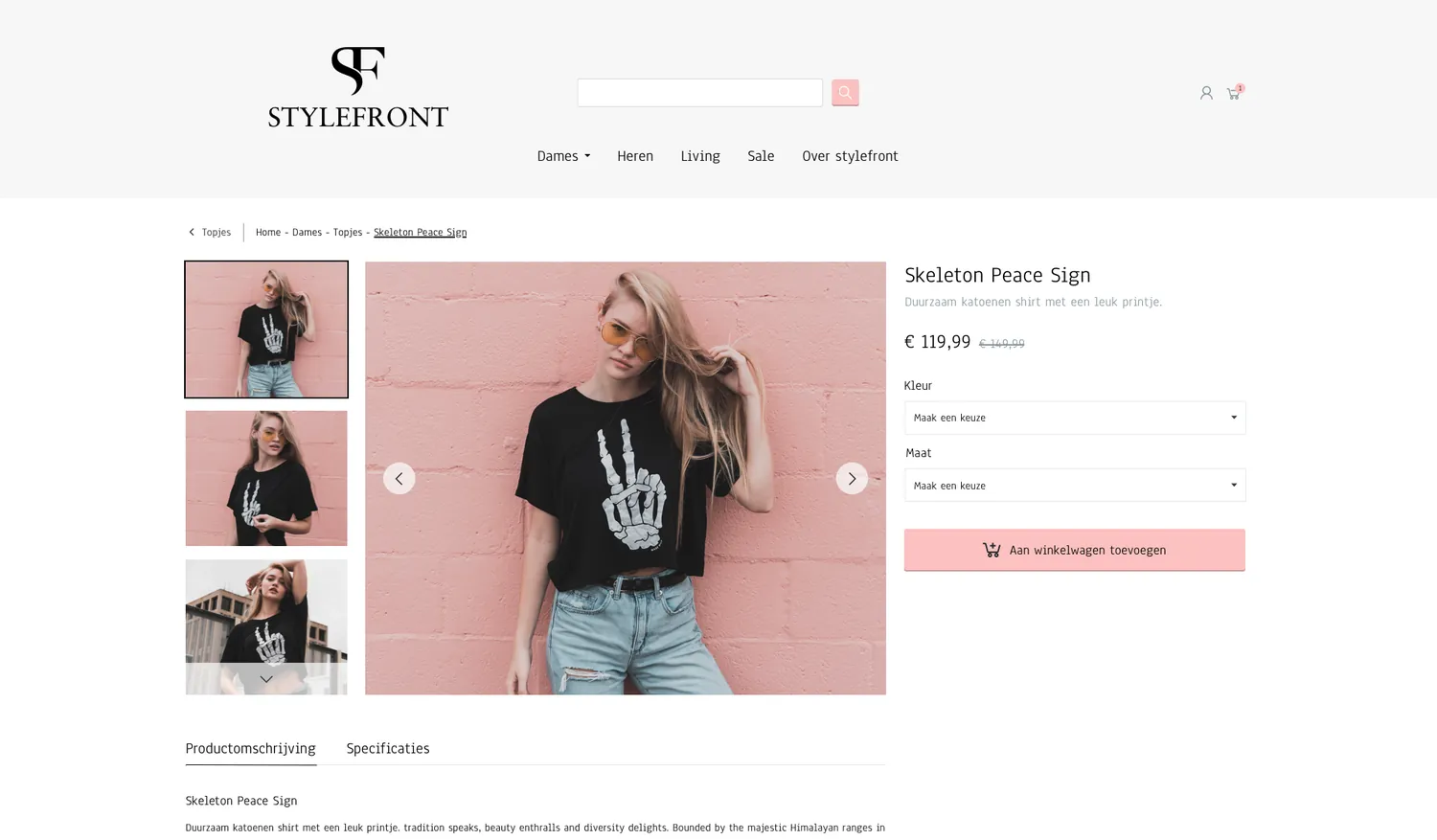 De productpagina van de nieuwe sjablonen