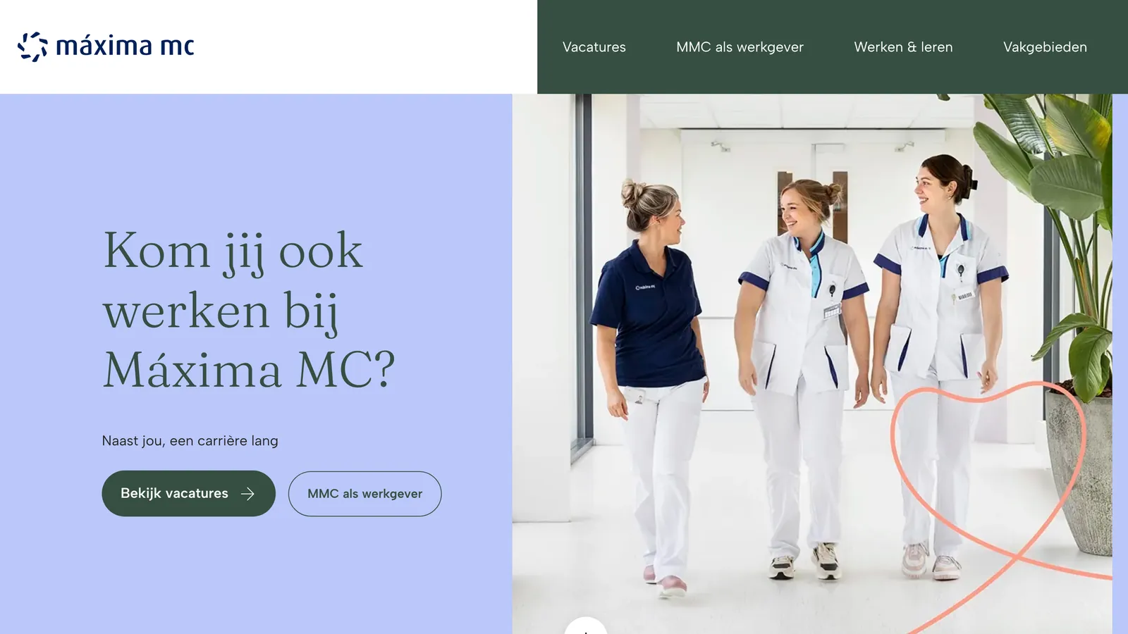 De homepage van Werken bij Máxima MC